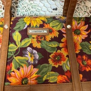 Longaberger Homestead Fall Floral Small Handbag Tote Purse